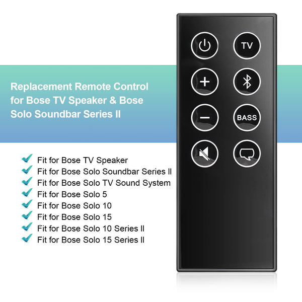 Replacement Remote Control for Bose TV Speaker and Solo Soundbar Series II,Compatible with Bose Solo 5 10 15 Series II TV Sound System 418775 431974 732522 845194 740928-1120 838309-1100 with Battery