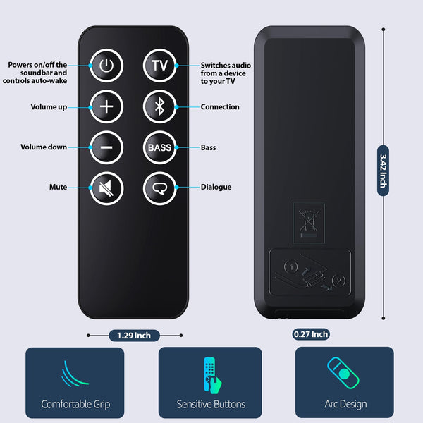 Replacement Remote Control for Bose Solo 5 10 15 Series II TV Sound System 418775 410376 431974 845194 740928-1120 838309-1100, for Bose Solo Soundbar Series II and TV Speaker